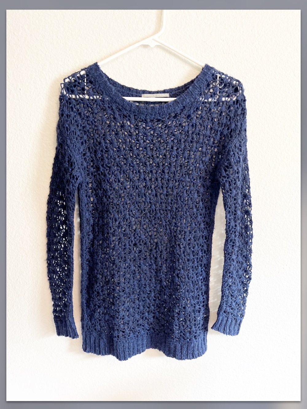 Rubbish Navy Open-Weave Crewneck Sweater